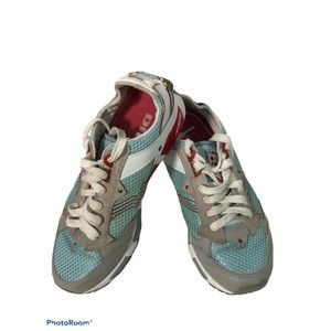 Diesel Anza Women SZ 8 Leather/Mesh Aqua/Gray/Red